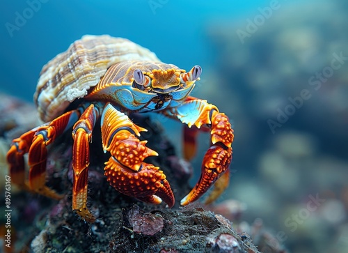 Colorful Hermit Crab in Its Shell