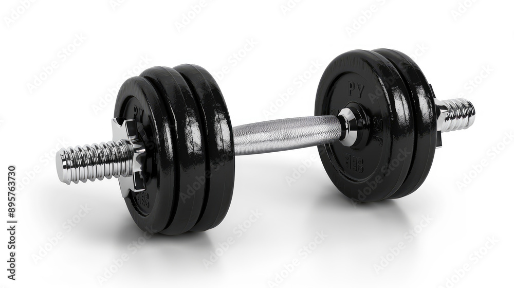 Black dumbbell isolated on white background with clipping path Black dumbbell isolated on white background with clipping path