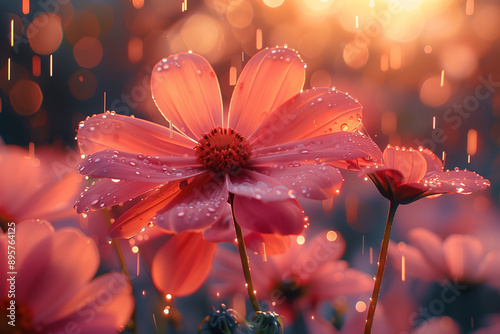 Sunshower Brightening the Petals of a Flower Garden: Nature's Delicate Balance