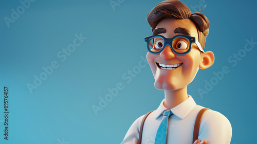 3 d render of man wearing eyeglasses