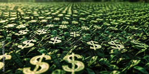 Cash Crop: A verdant field of dollar signs, ripening for the harvest.
