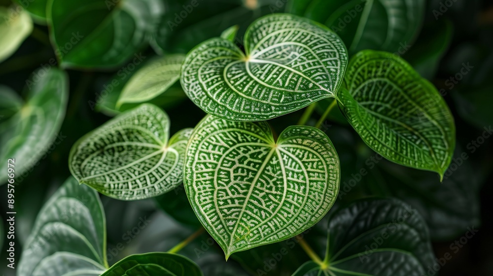 Detailed view of a rare Anthurium with its unique circular leaves Detailed view of a rare Anthurium with its unique circular leaves