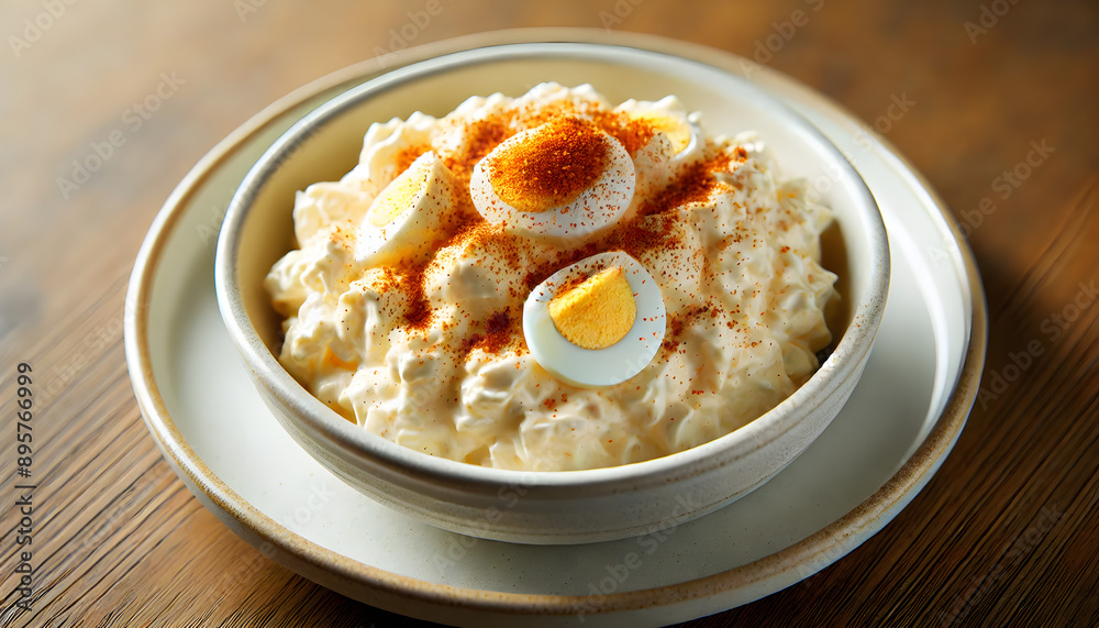 Classic Potato Salad: Creamy Potato Salad with Hard-Boiled Egg and Paprika Garnish Classic Potato Salad: Creamy Potato Salad with Hard-Boiled Egg and Paprika Garnish