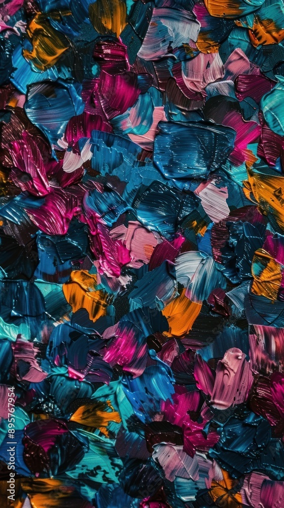 Close-up of an abstract oil painting with vibrant colors Close-up of an abstract oil painting with vibrant colors