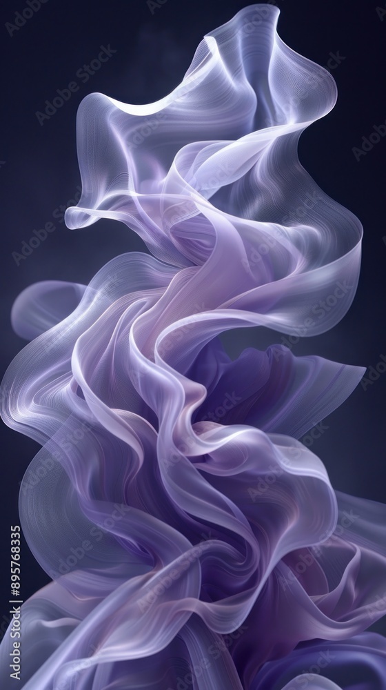 Naklejka premium Flowing fabric in shades of purple against a dark backdrop