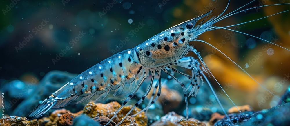 Blue Tiger Shrimp in a Tropical Aquarium
