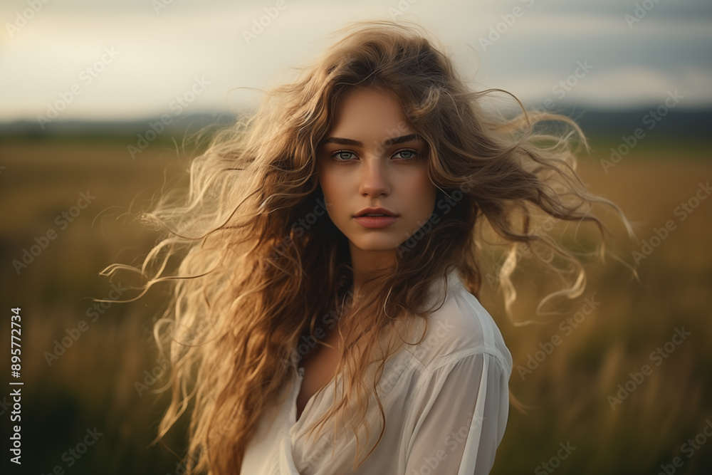 Portrait of calm happy smiling free woman with closed eyes Portrait of calm happy smiling free woman with closed eyes