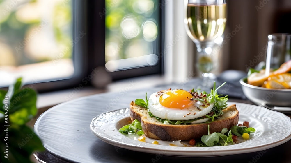 Exquisite Brunch with Poached Eggs and Avocado Toast Exquisite Brunch with Poached Eggs and Avocado Toast