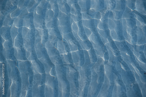 A close up of the rippling blue water surface with waves