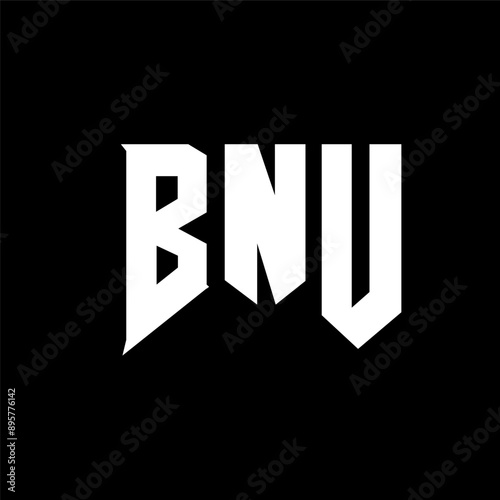 BNU letter logo design for technology company. BNU logo design black and white color combination. BNU logo, BNU vector, BNU design, BNU icon, BNU alphabet. BNU typography logo design. photo