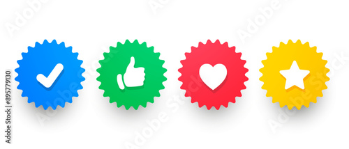 Colorful Social Media Button Or Bagde