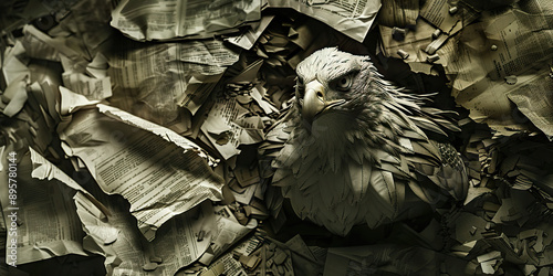 Ashes to Ashes: A pile of burned documents, a broken eagle statuette among them photo