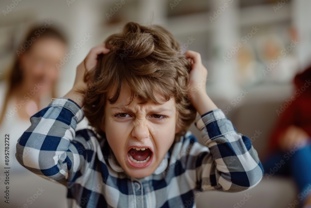 Child Covering Ears to Drown Out Yelling Parents