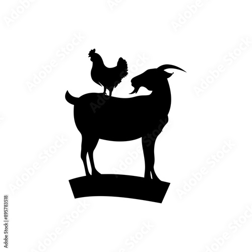 goat and chicken Vector