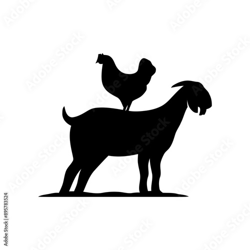 goat and chicken Vector