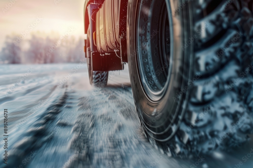 closeup shot from a truck tire on road blurred closeup shot from a truck tire on road blurred