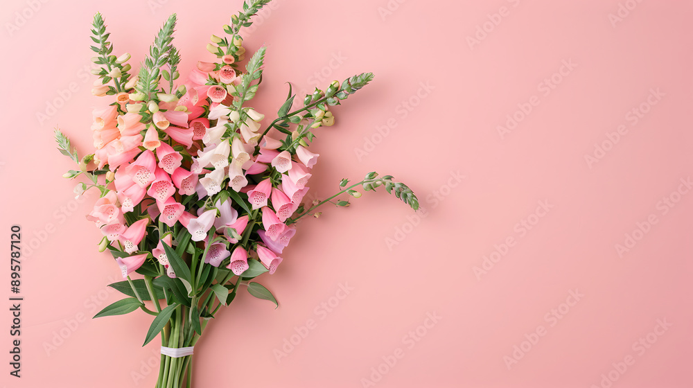 Foxglove bouquet on background illustration Foxglove bouquet on background illustration