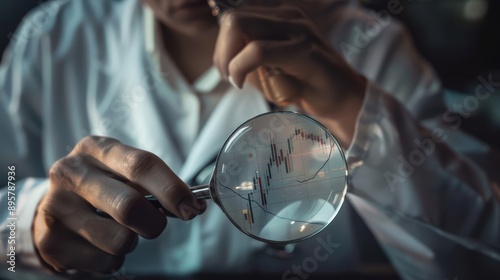 The magnifying glass and chart.