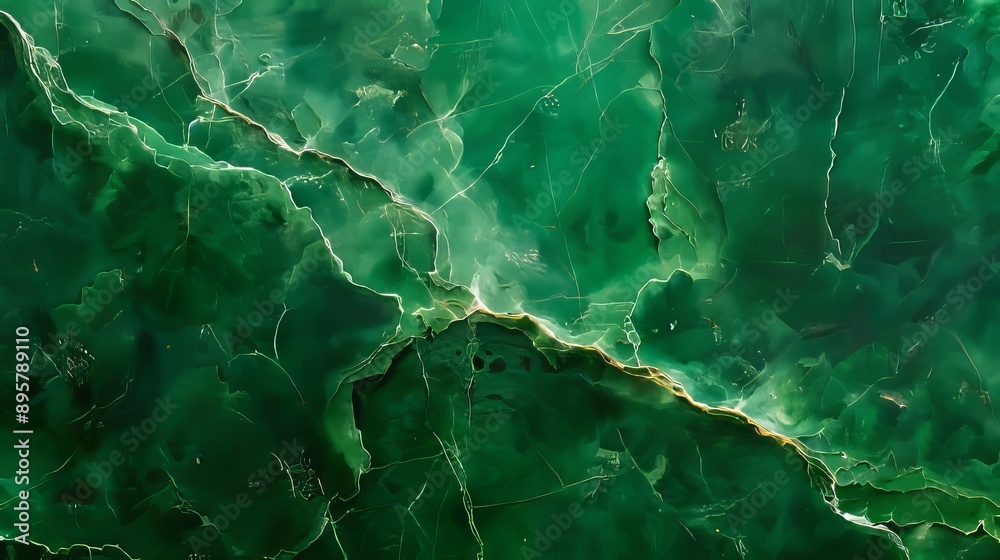Fototapeta premium A green marble background with cracks.