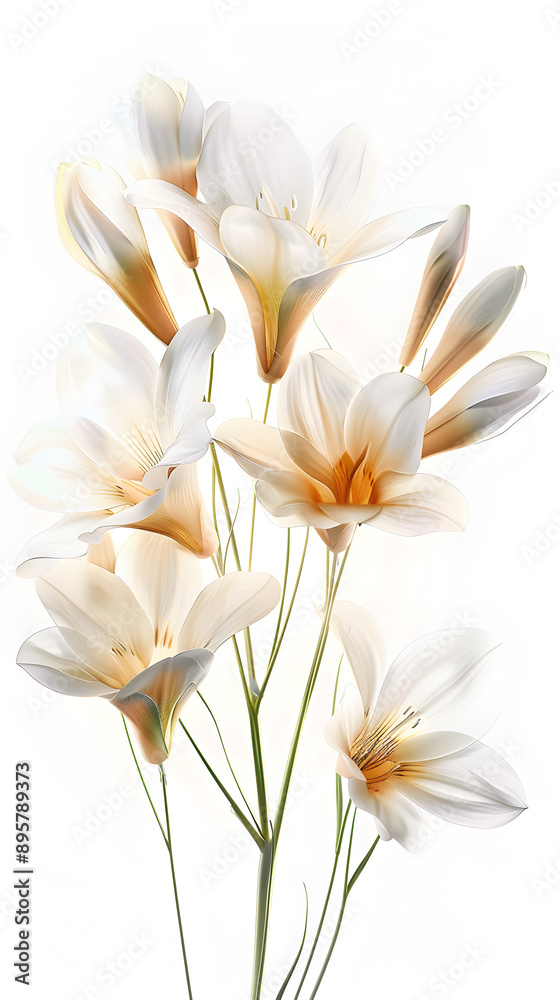 Freesia flowers glass background illustration Freesia flowers glass background illustration