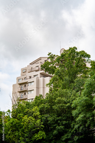 Apartment buildings in residential area in Sanda city, Hyogo prefecture, Japan