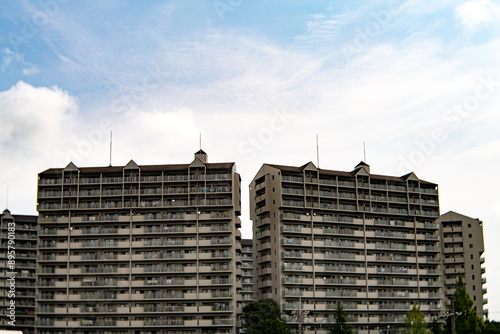 Obraz na płótnie Apartment buildings in residential area in Sanda city, Hyogo prefecture, Japan w salonie