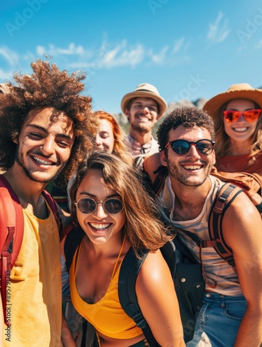 Group of friends standing together, casual atmosphere