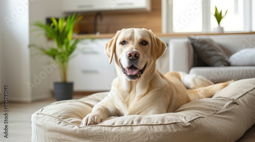 The Labrador on Dog Bed photo