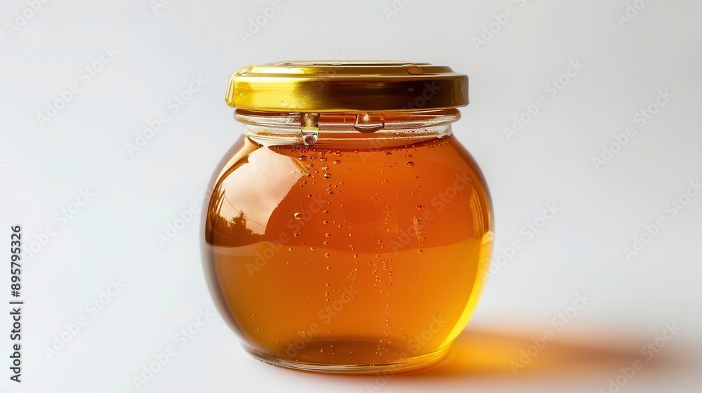 golden jar of honey isolated on crisp white background warm light accentuates rich amber hues and viscous texture of the sweet nectar golden jar of honey isolated on crisp white background warm light accentuates rich amber hues and viscous texture of the sweet nectar