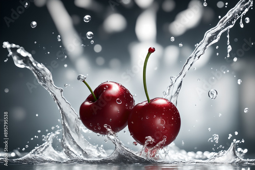 cherries falling into water