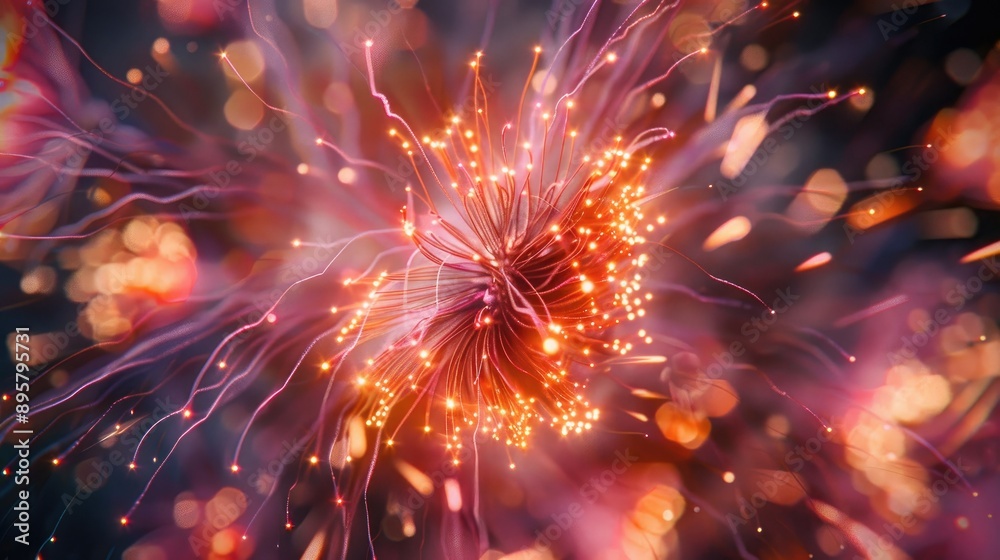 Pyromania Orange and Pink Fireworks Lighting Up the Sky Pyromania Orange and Pink Fireworks Lighting Up the Sky