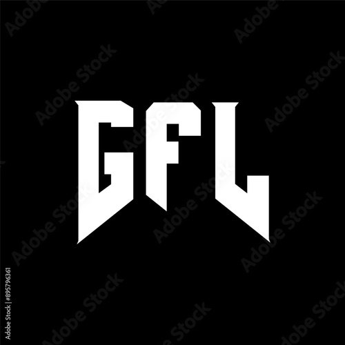 GFL letter logo design for technology company. GFL logo design black and white color combination. GFL logo, GFL vector, GFL design, GFL icon, GFL alphabet. GFL typography logo design. photo