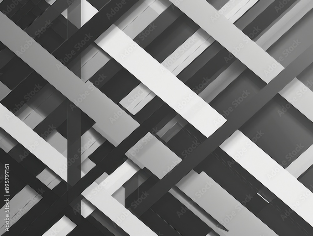 Intersecting lines, grayscale, flat design illustration