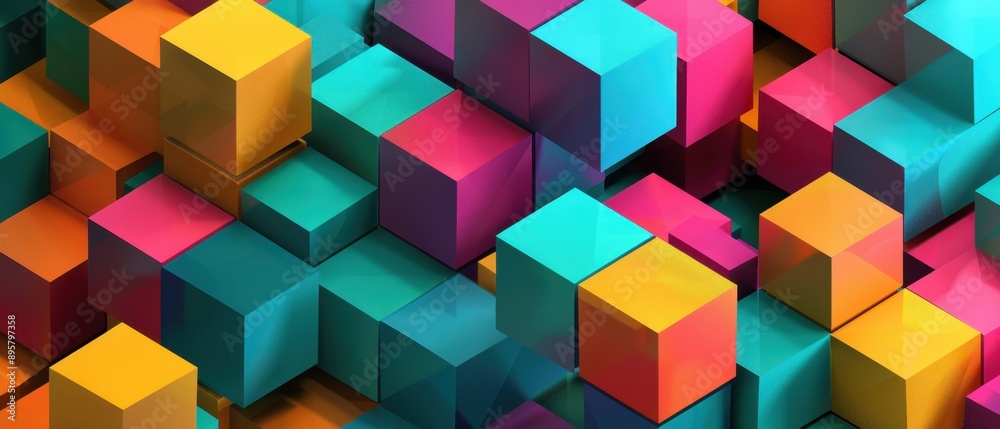 Cubic pattern, bright contrasting colors, flat design illustration Cubic pattern, bright contrasting colors, flat design illustration