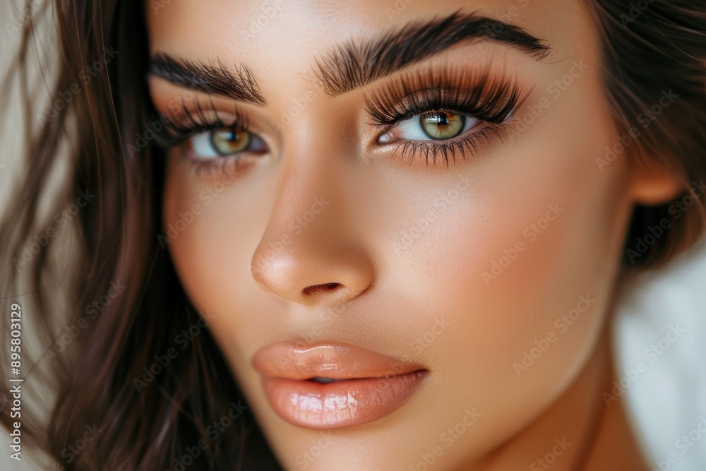 Close up of eye with eyelash extensions ,beauty salon treatment Close up of eye with eyelash extensions ,beauty salon treatment