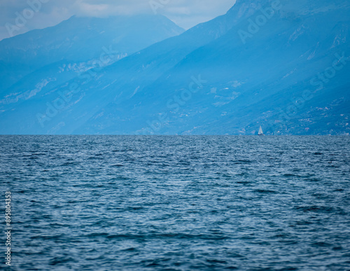 Wallpaper Mural Remote boat at Lake Garda in Italy Torontodigital.ca