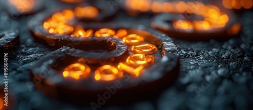 Glowing Golden Letters on a Dark Surface