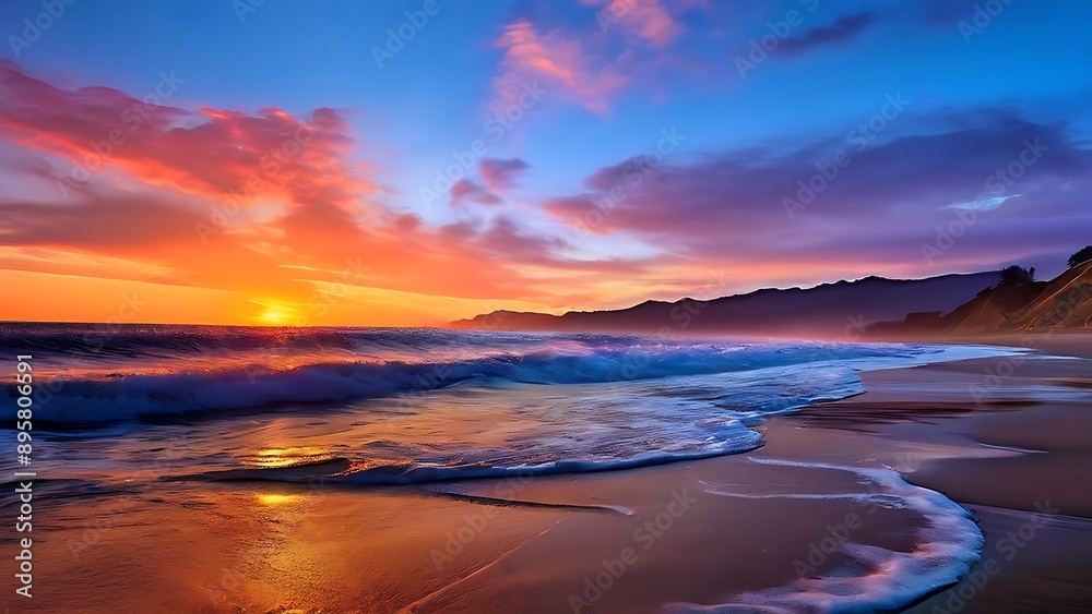 sunset over the sea, stunning sunset over a ocean, perfect for nature-themed designs, travel photography, and serene landscapes.