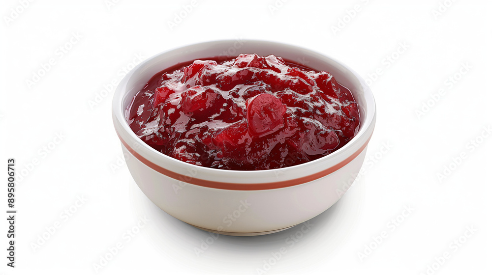 Bowl of cranberry sauce on white background with copy space Bowl of cranberry sauce on white background with copy space