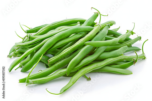 Whole Green beans on a white background photo