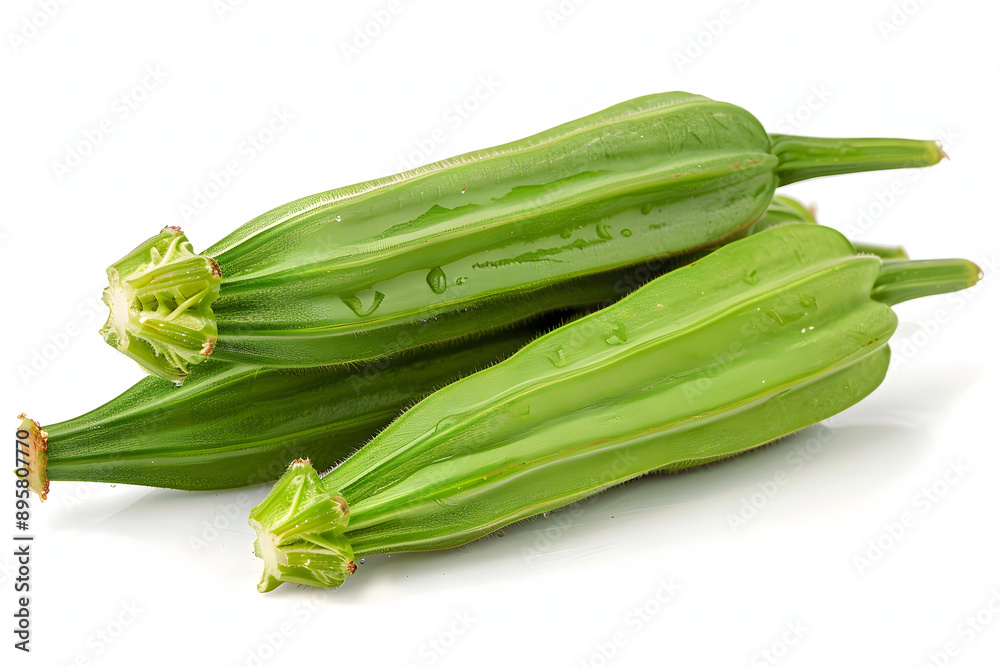 Whole Okra on a white background Whole Okra on a white background