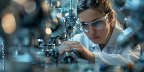Ingenieurin arbeitet an Maschine