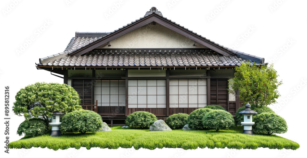 PNG Traditional Japanese house with garden PNG Traditional Japanese house with garden