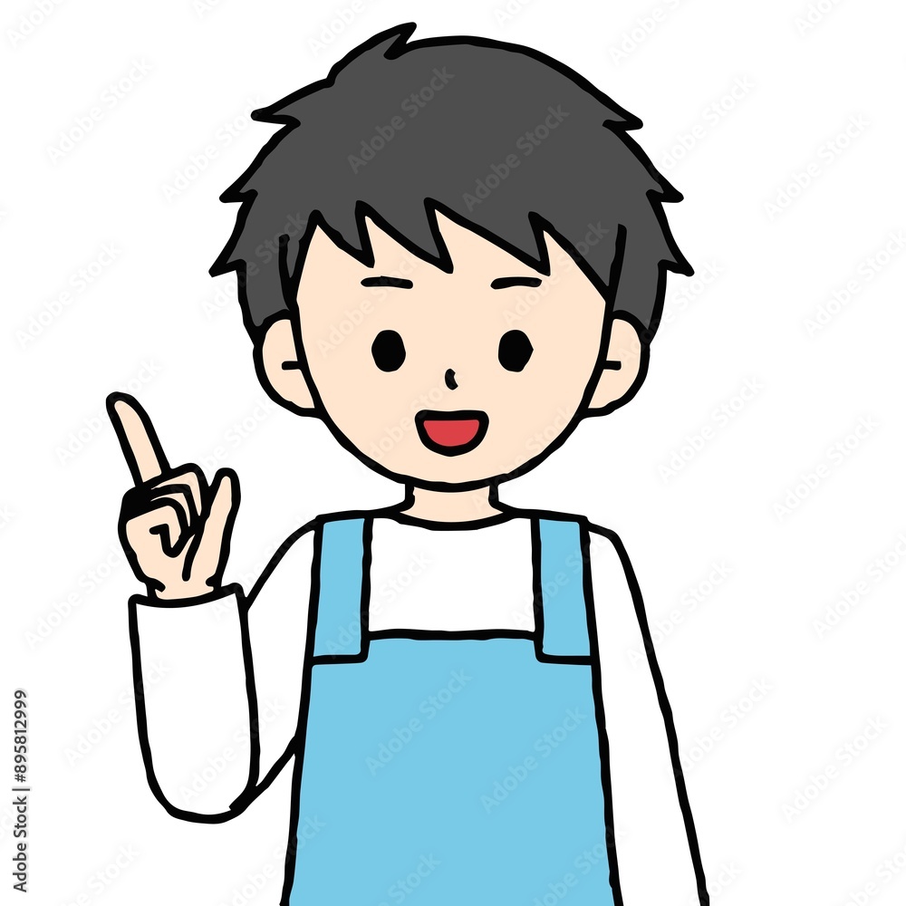 男性の保育士が指差しをしている 男性の保育士が指差しをしている