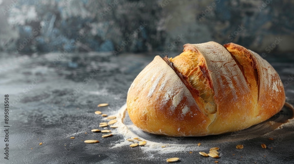 Freshly Baked Sourdough Bread Loaf with Copy Space Selective Focus Freshly Baked Sourdough Bread Loaf with Copy Space Selective Focus