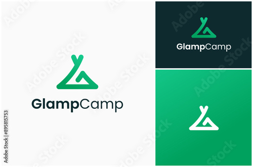 Letter G Camping Tent Dome Camp Adventure Simple Minimalist Vector Logo Design Illustration