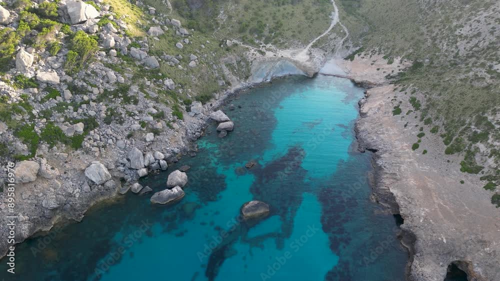 Gorgeous blue water of Mediterranean Sea at the coast of Mallorca, Spain, 4k Gorgeous blue water of Mediterranean Sea at the coast of Mallorca, Spain, 4k