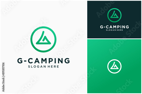 Letter G Camping Tent Dome Camp Glamping Adventure Simple Vector Logo Design Illustration