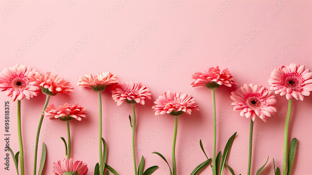Obraz premium Gerbera pattern border background illustration