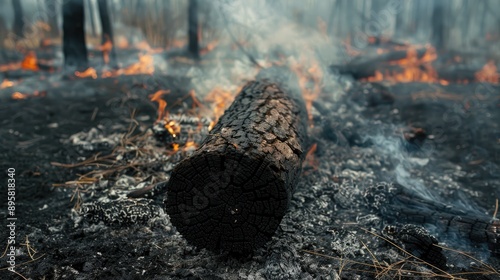 Charred log smoldering from a prescribed burn an essential process for reducing fuel load and revitalizing forest ecosystems